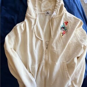 Disney Cream Hoodie with Mickey and Minnie Embroidery